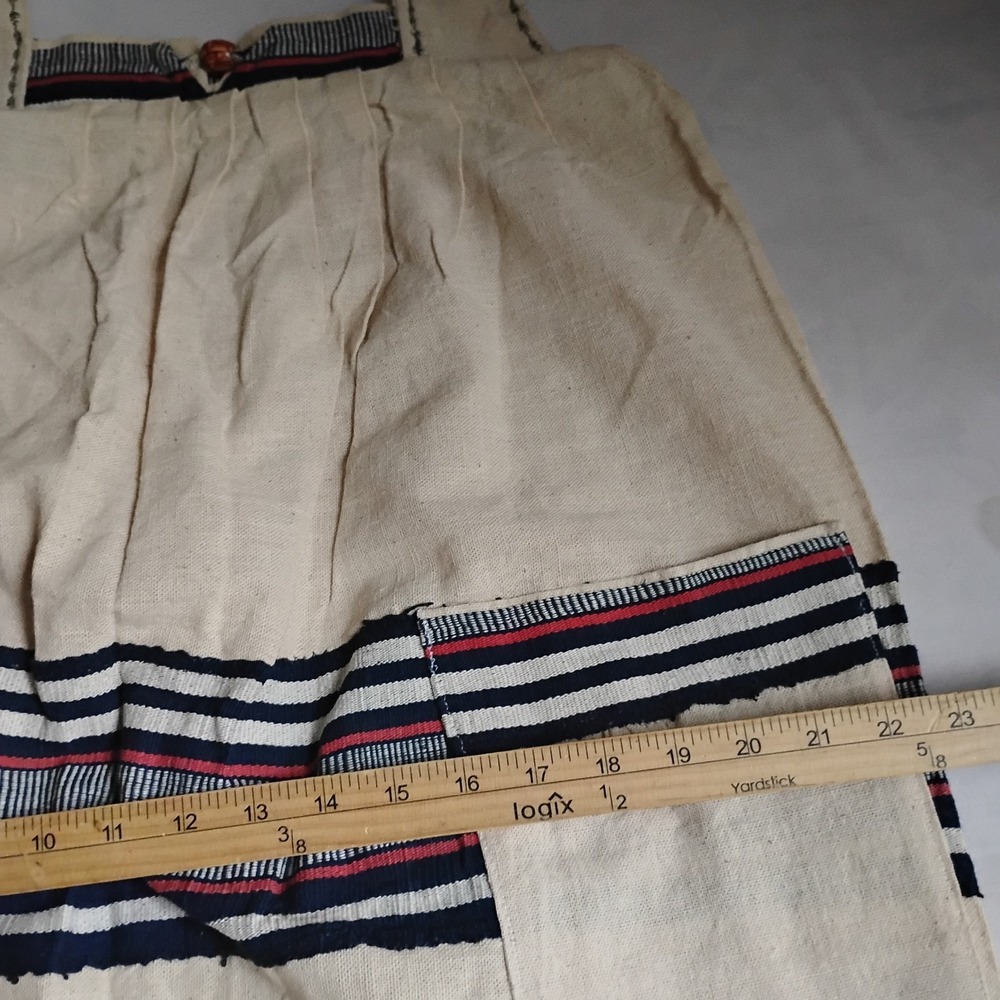 Burlap Sack Dress Medium Woven Maxi Lagenlook Festival Boho Hand Made Pockets - Picture 7 of 15